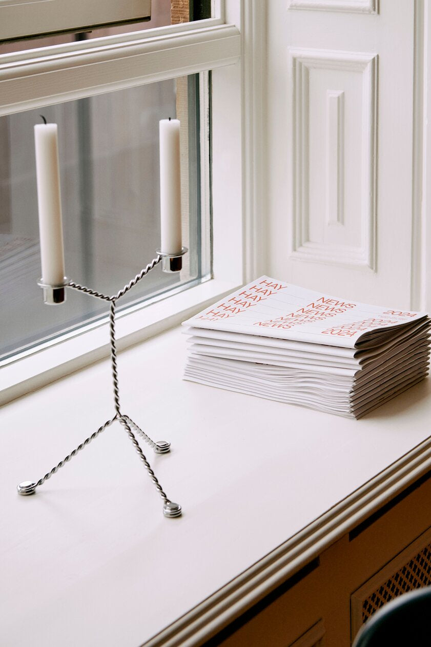 Wire lysestage, Mirror - H25 cm.